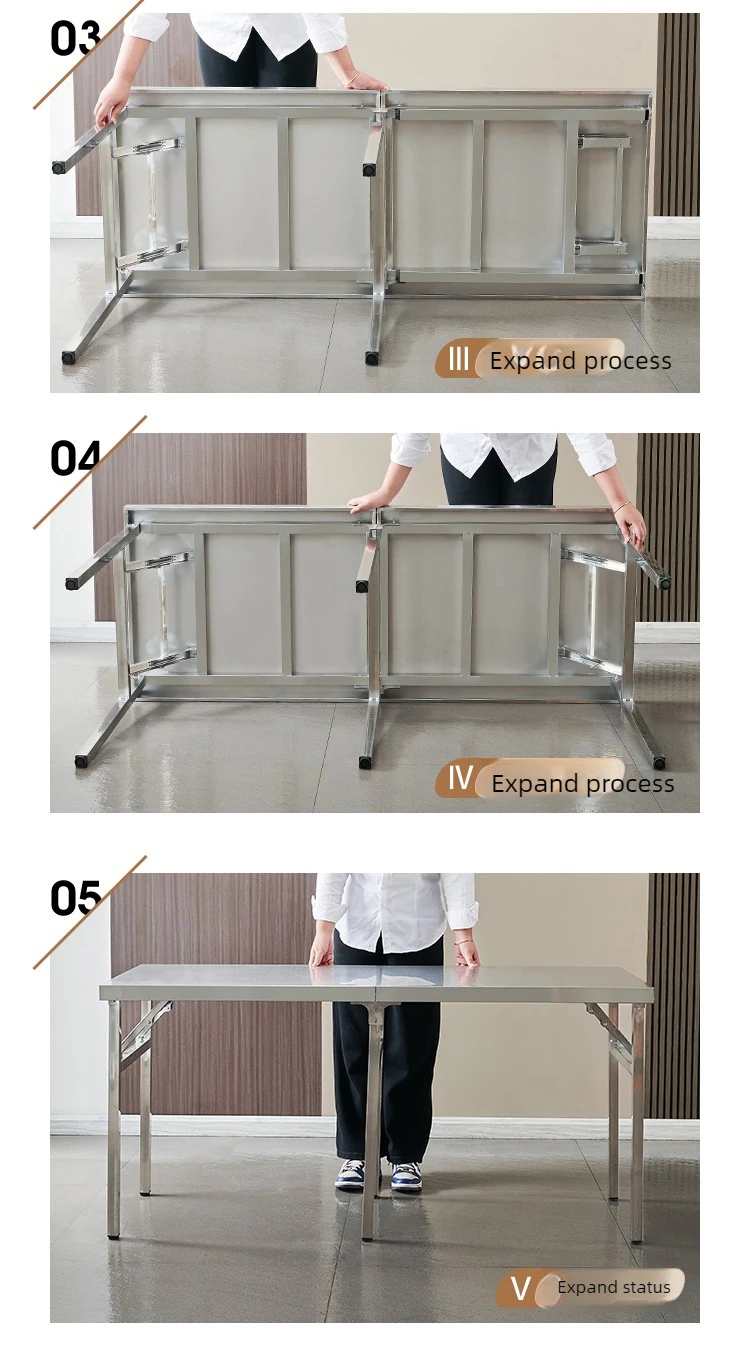 Stainless Steel Multifunctional Foldable Table Portable Outdoor Camping Desk Commercial Buffet Serving Counter Home Dining Table