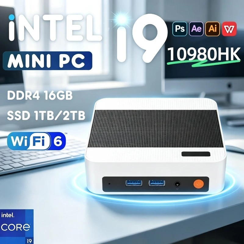New Intel Core i9 10980HK Windows 11 Portable Pc Computer 16GB RAM 1/2TB SSD WIFI 6 BT5.2 4K 60Hz HD Mini Gaming Office Study Pc
