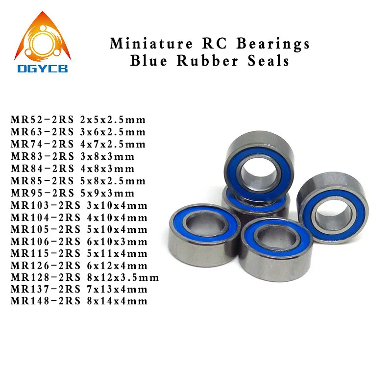 10pcs MR105-2RS 5x10x4 mm Mini Ball Bearings MR105RS L-1050 WBC5-10 5*10*4 ABEC3 Blue Sealed Bearing MR52 MR63 MR74 MR85 MR95 RS