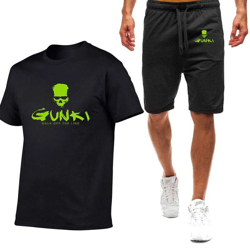 2024 Nieuwste Gunki Print Zomer Heren Korte Mouwen Shorts Pak Mode Casual Personality Street Quick Dry Heren Sportpak