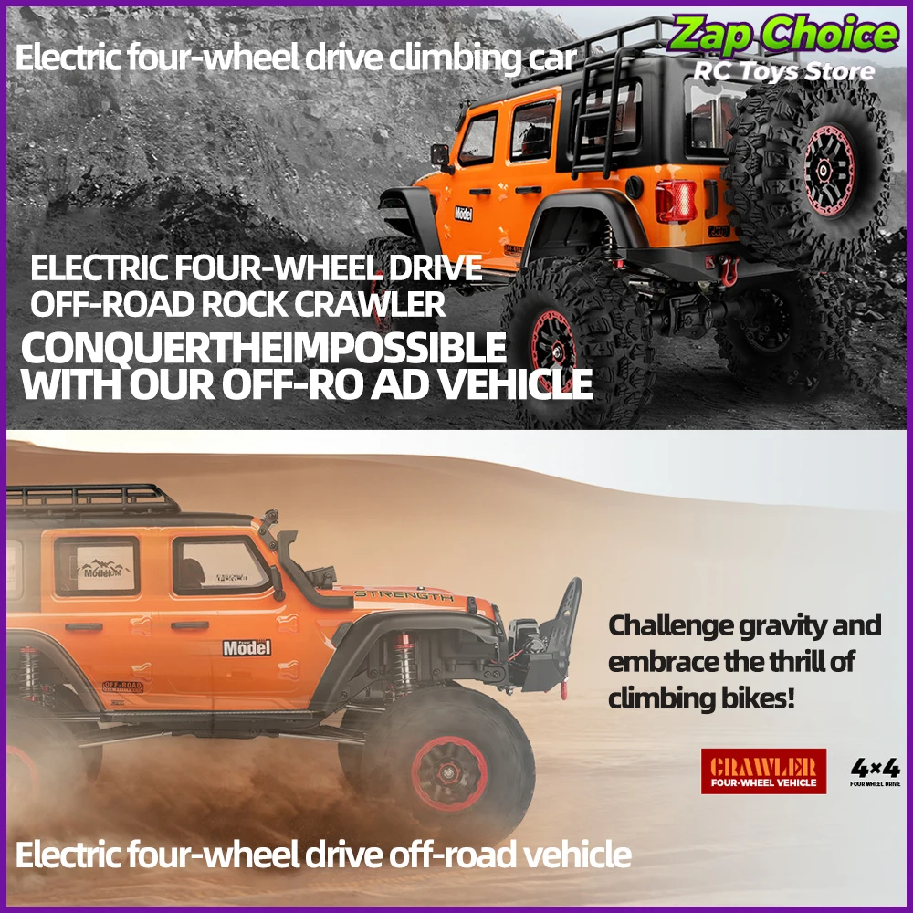 Zap WLtoys 104010 1/10 2.4G Remote 100M Long-Range 3CH Independent Receiver 4WD Electric RC Off-Road Rock Climber Toy Gift