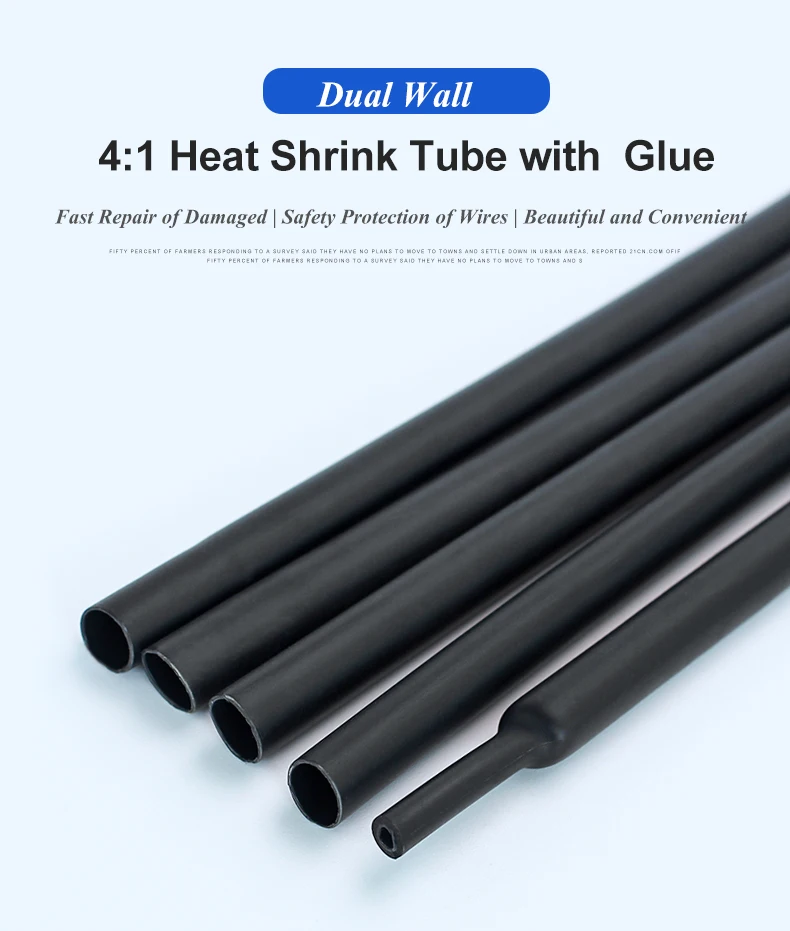 1 M 4:1 Dual Wall Tubing Sleeve Wrap Wire Cable Kit 4 6 8 12mm 16mm 20mm 24mm 52mm Heat Shrink Tube with Glue Adhesive Lined