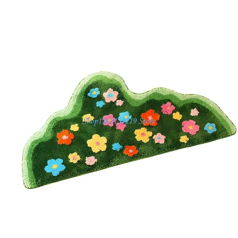 

N5KC Polyester Fabric Plush Bath Rug In Freshing Floral Spring Color