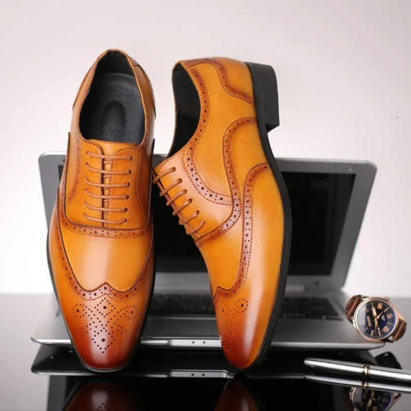 

Высококачественные мужские туфли в британском ретро-стиле, деловые кожаные оксфорды, удобная формальная обувь, кожаные повседневные туфли для джентльменов