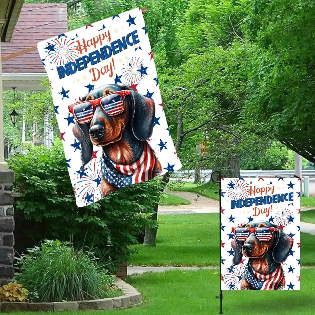 4th Of July Garden Flag, Independence Day Decorations, Set Of 2 Pieces Sized 12x18 And 28x40 Inches Independence Day Garden  zzo