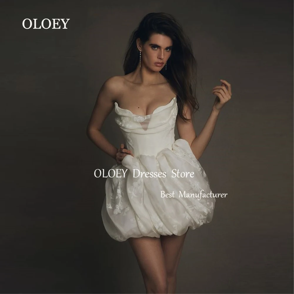 Oloey sexy marfim mini vestido de casamento plissados organza sem mangas curto vestido de noiva baile de formatura vestido de baile zip voltar personalizado