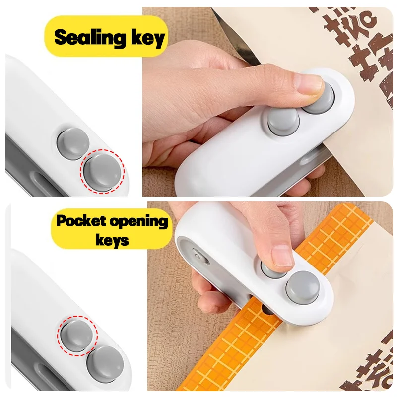 Portable Mini Sealer 2 in 1 Heat Bag Sealing Machine Household Food Packaging Bags Sealer Clip Handheld Sealer for Snacks