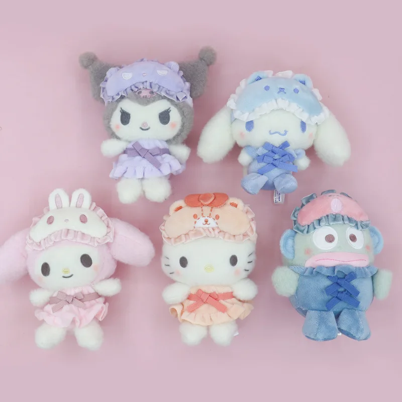 

Japanese New Sanrio Anime Eye Mask Pajama Plush Doll Cartoon Edition Kuromi Hangyodon KT Plush Toy Kids Gift Keychain Doll