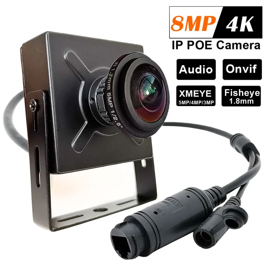 H.265 POE Fisheye 1.8mm HD 4K 8MP Mini Type IP Camera 5MP 4MP 3MP Indoor Security ONVIF P2P IP CCTV Video Surveillance Cam Syste