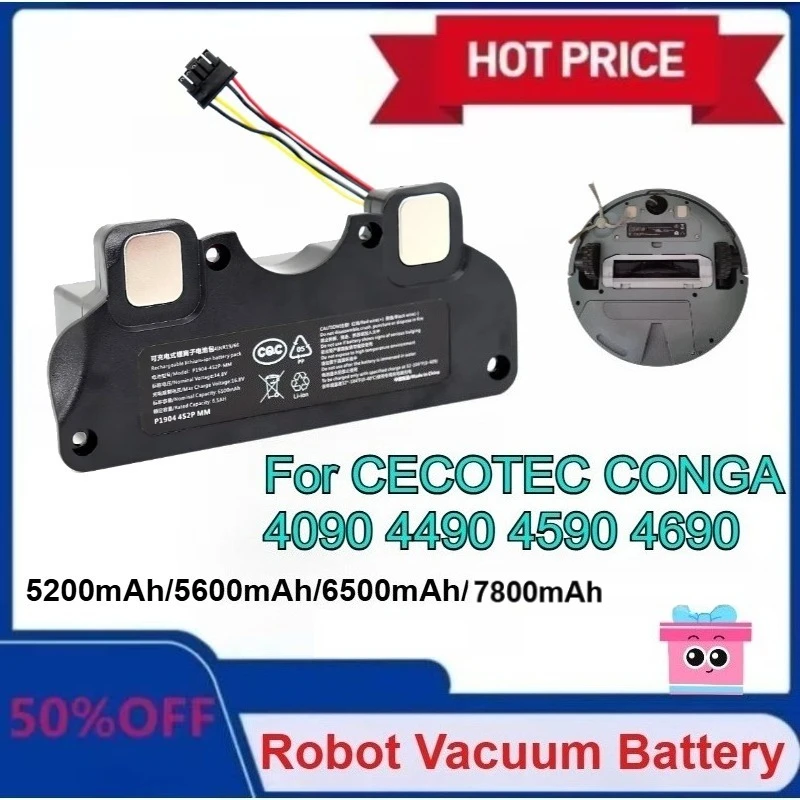 

New Upgraded 5200mAh-7800mAh Battery for CECOTEC CONGA 4090 4490 4590 4690 Robot Vacuum Cleaner Accessories Spare Parts Tool