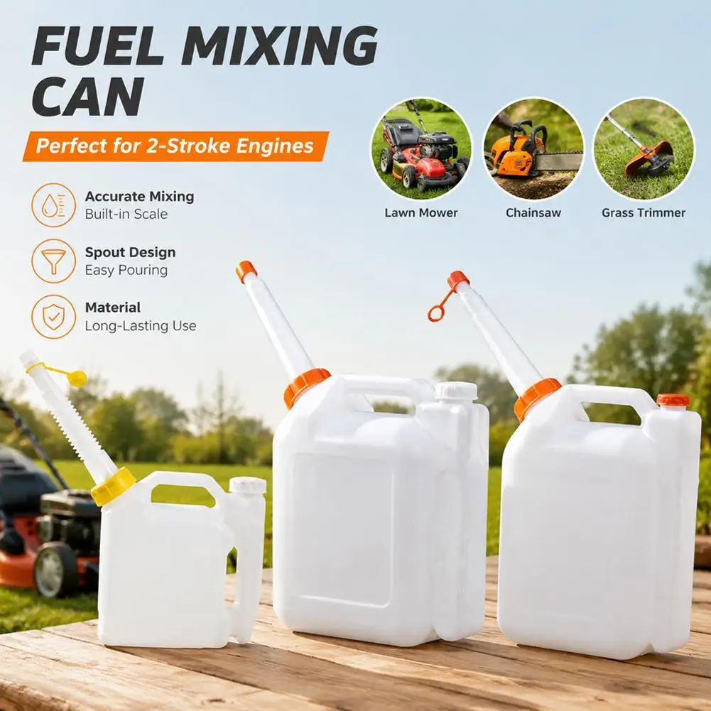 Bouteille de mélange de carburant pour moteur 2 temps, tondeuse à gazon, tronçonneuse, débroussailleuse, avec échelle graduée et bec verseur