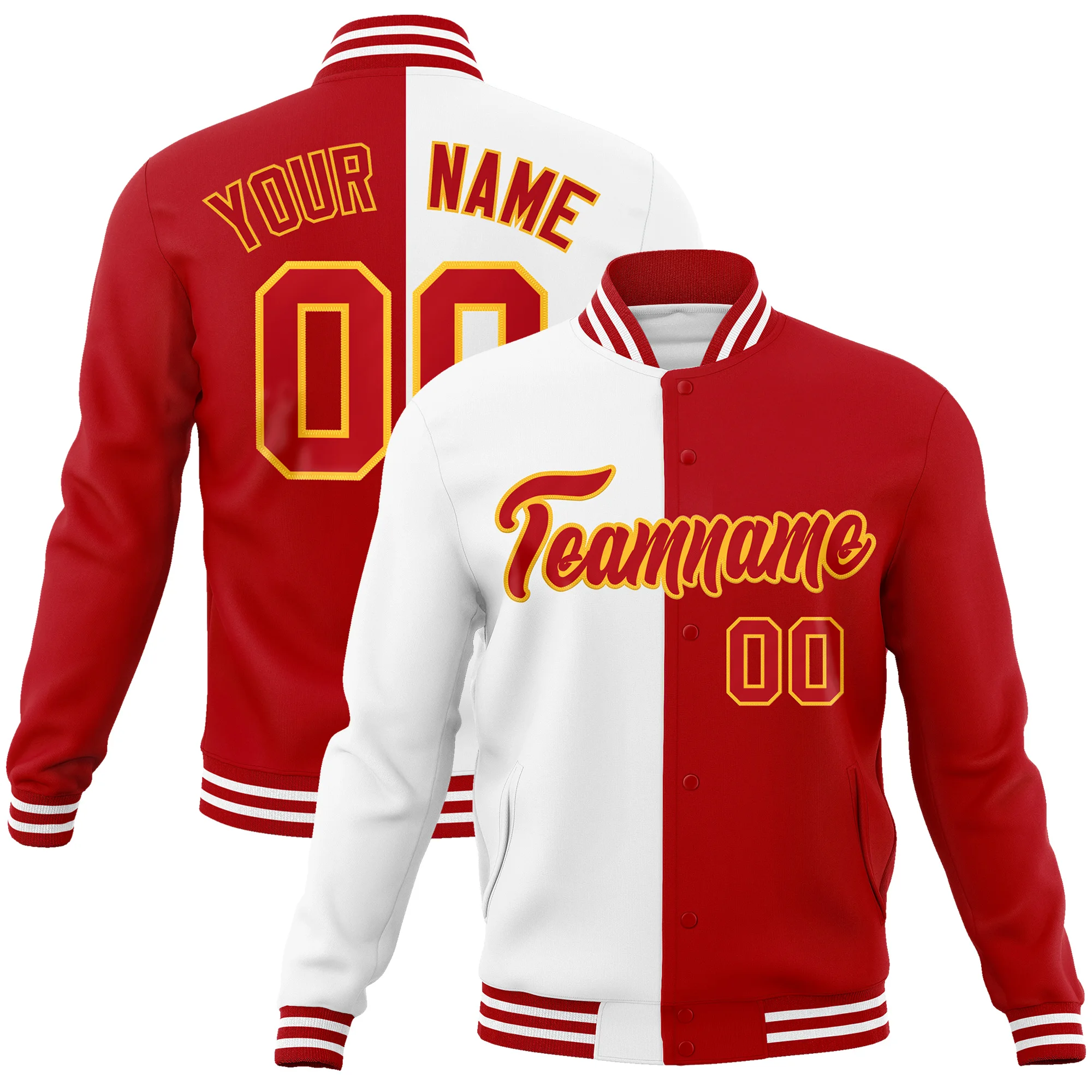 

Custom Baseball Jacket Split Jacket Personalized Stitched Team Name Number Cotton Letterman Fashion Coats For Men/Women/Youth