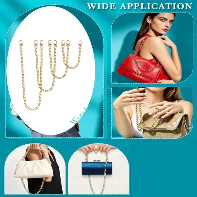 4Pcs Detachable Handbag Chain Set in Gold-Tone Metal Replacement Purse Extension Piece with Double-Ended Clasps for Daily Bag
