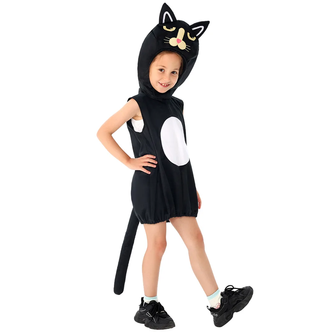 2025 Nuovo costume di Halloween Costume da spettacolo per bambini Costume cosplay gatto nero Costume da spettacolo per asilo