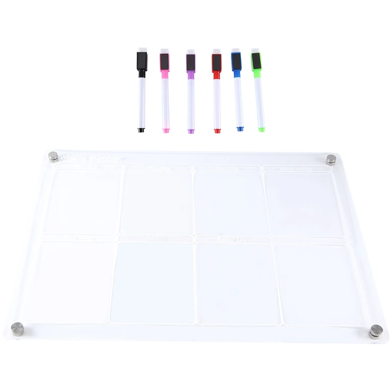 Top-Dry Wipe Calendar Magnetic Board Fridge Calendar Acrylic Whiteboard Weekly Planner Transparent Magnetic Erase Magnetic