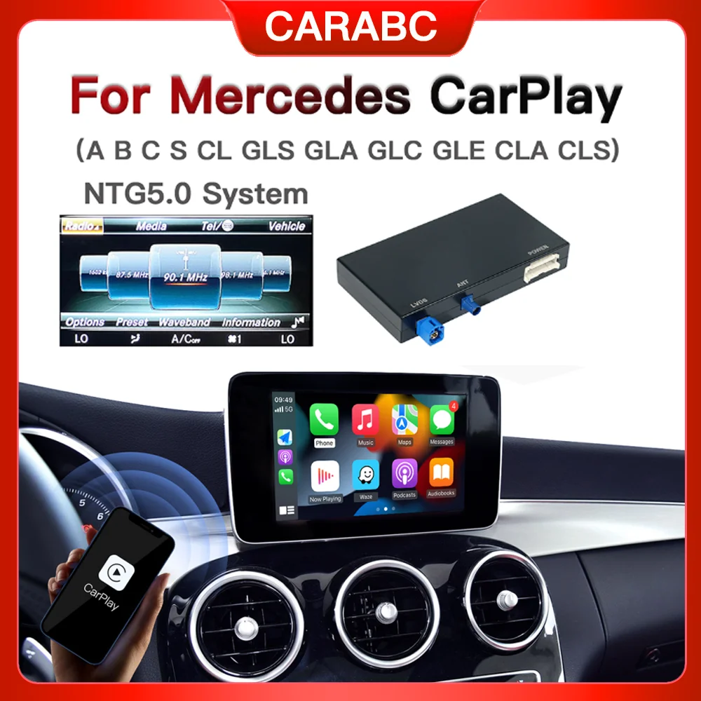 Wireless Carplay Android Auto Module for Mercedes Benz NTG4.5 NTG5.0 System Compatible with C Class GLC A B GLE GLK S Models