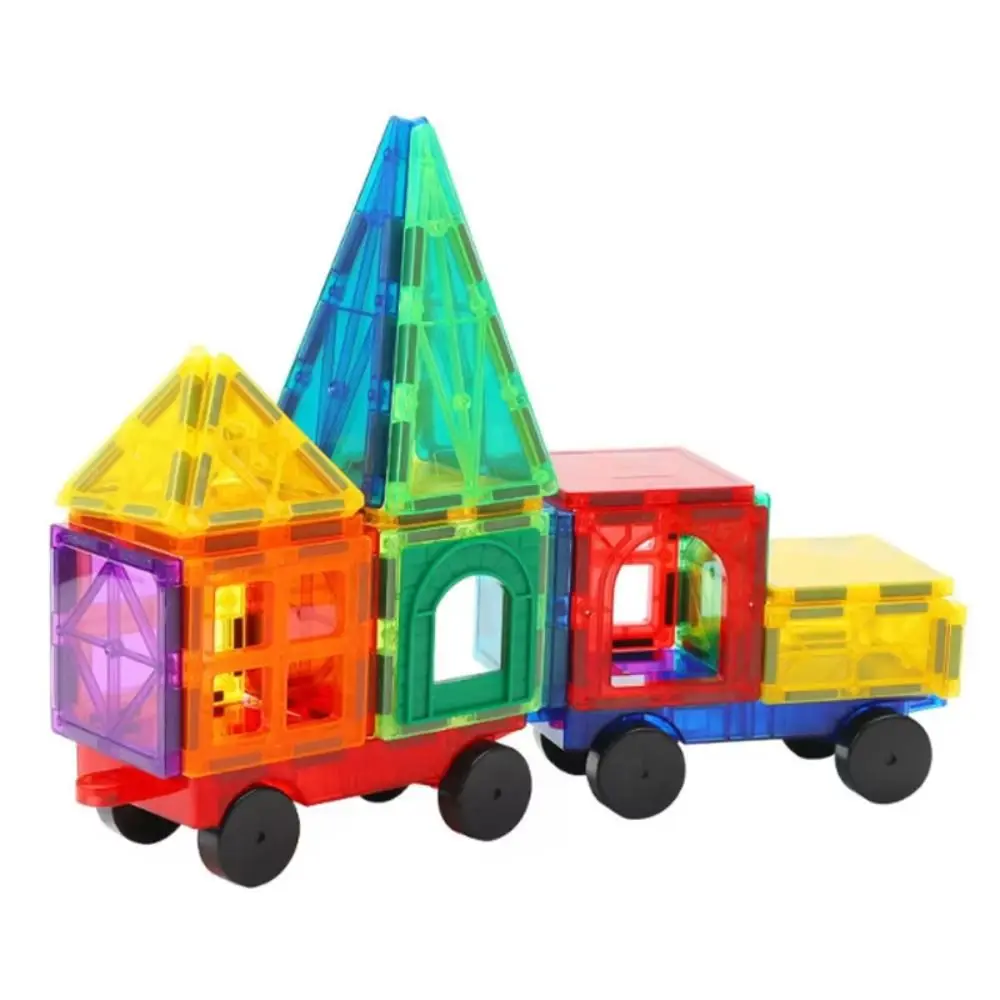

Durable Plastic Magnetic Car Smooth Wheels Linkable Magnetic Building Blocks Car Car Educational Play
