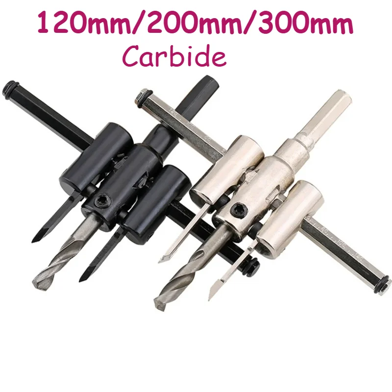 

120 мм/200 мм/300 мм карбид серебро/черный открывалка для отверстий в самолете DIY регулируемая встроенная потолочная дрель для деревообработки