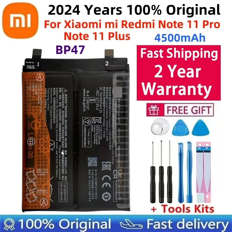 2024 Years 100% Orginal BP47 4500mAh Battery For Xiaomi Mi Redmi Note 11 Pro Note11+ Note 11 Plus Phone Replacement Batteries