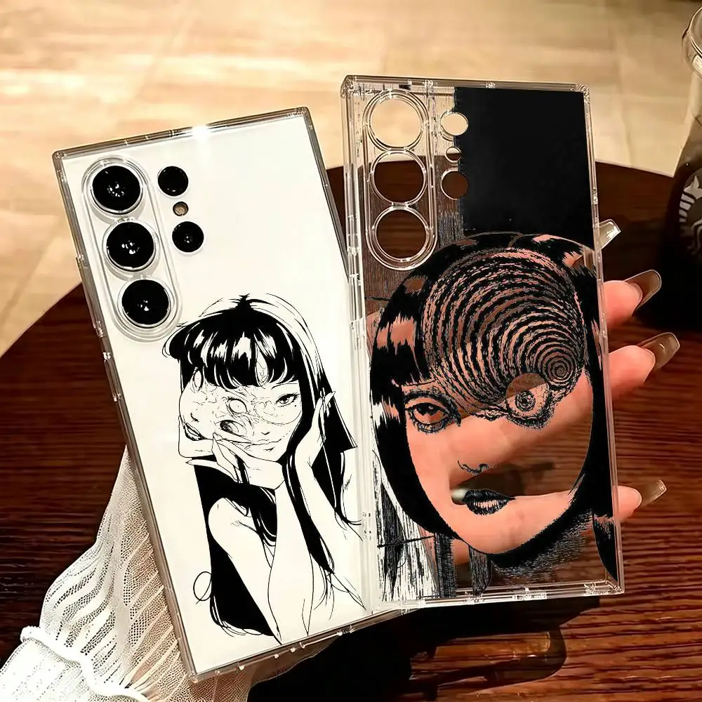 Junji Ito Horror Comics Clear Hard Phone Case For Samsung S25,24,23,22,30,21,10,9,Ultra,Plus Transparent Cover