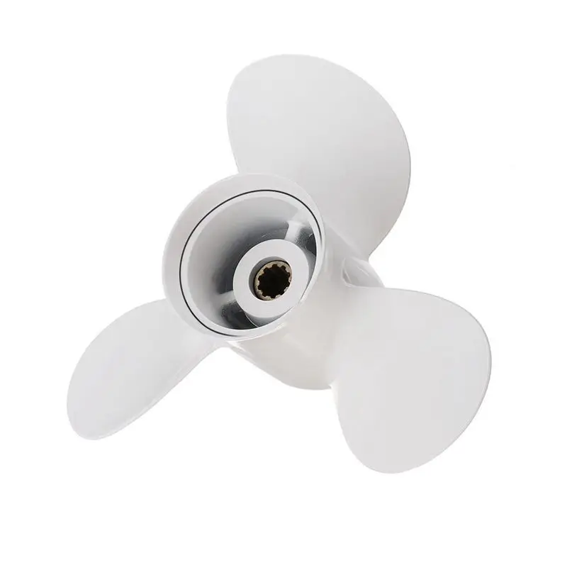 A11M-2X 664-45949-02-El Marine Boat Outboard Propeller 9 7/8 X 13 For 20-30Hp Right-Hand Rotation 3 Blades White