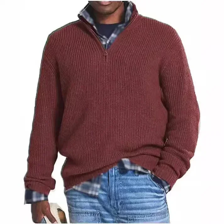 

European and American Men Casual Sweater. Men Autumn and Winter Base Layer Knitted Shirt. Fashionable Turtleneck Woolen Sweater.