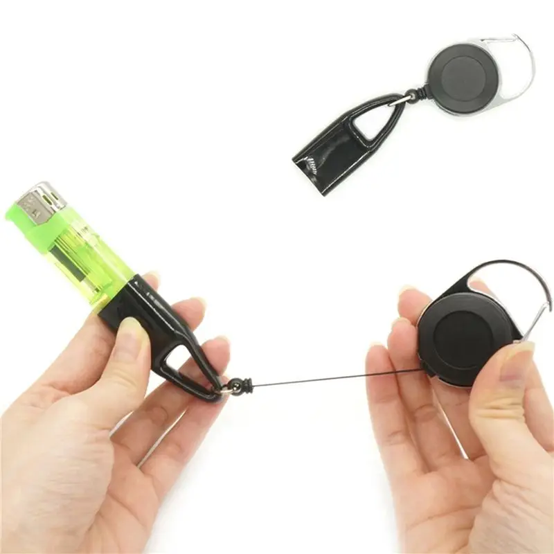 AT05-30Pcs Silicone Lighter Holder Sleeve Clip Lighter Protective Cover Smoking Accessories With Retractable Keychain
