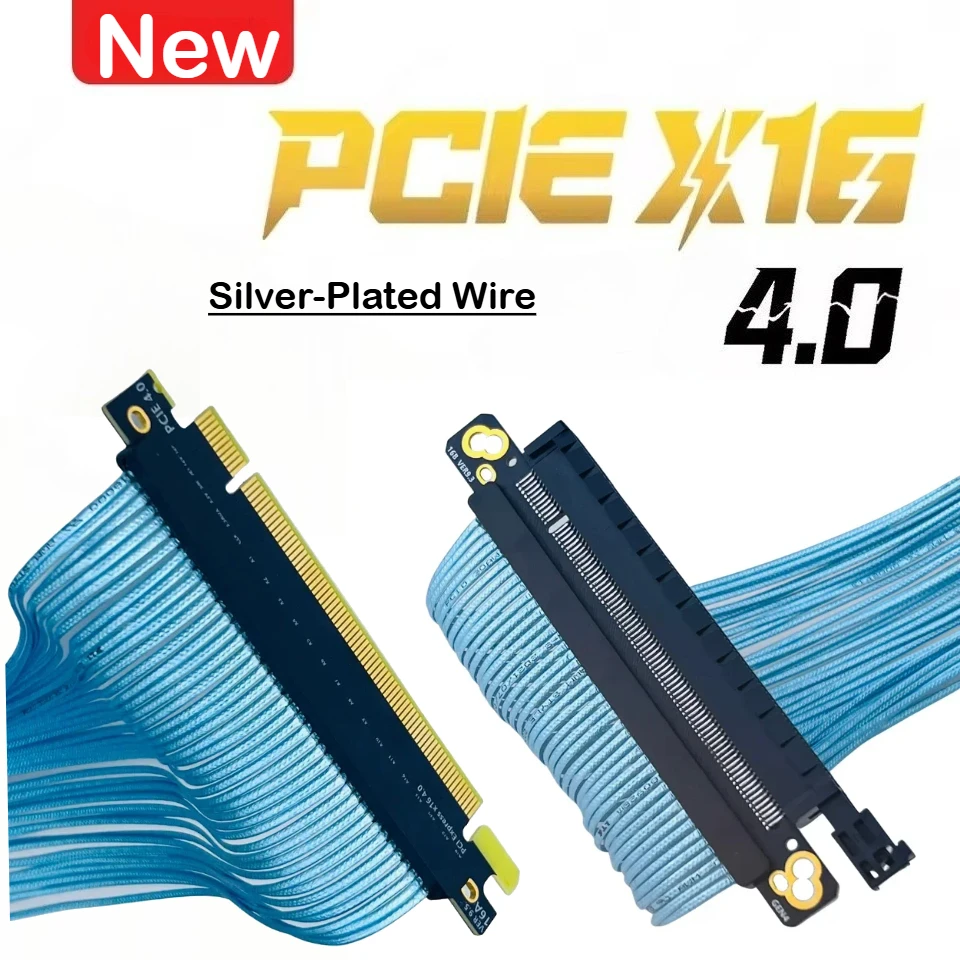 

PCIE 4.0 X16 Удлинительный кабель для видеокарты GPU PCIe 4.0 32 ГБ \ S Gen4 Посеребренный провод-адаптер для видеокарты 3090 для сервера AI