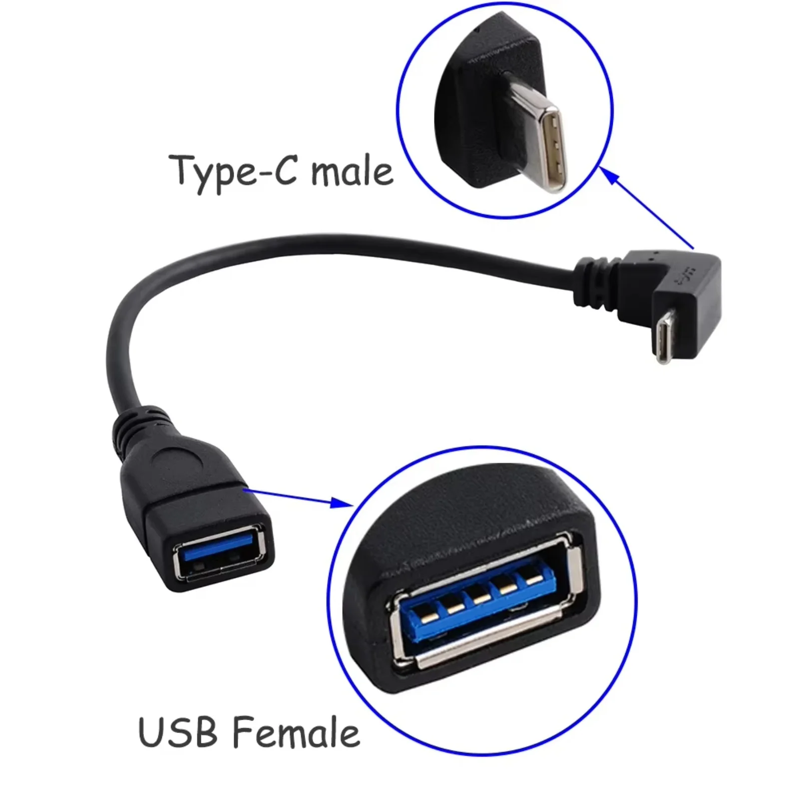 DIYmall, 4 шт., 90 градусов, прямоугольный кабель USB3.1 Type-C «папа» к USB3.0 «мама», OTG, 15 см