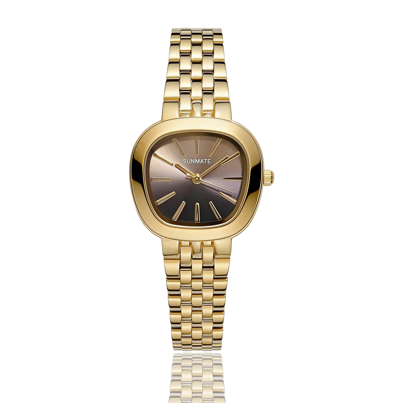Reloj de Cuarzo para Mujer, Dorado y Plateado, de Acero Inoxidable, Reloj de Pulsera de Lujo para Dama, Estilo Simple y Moderno