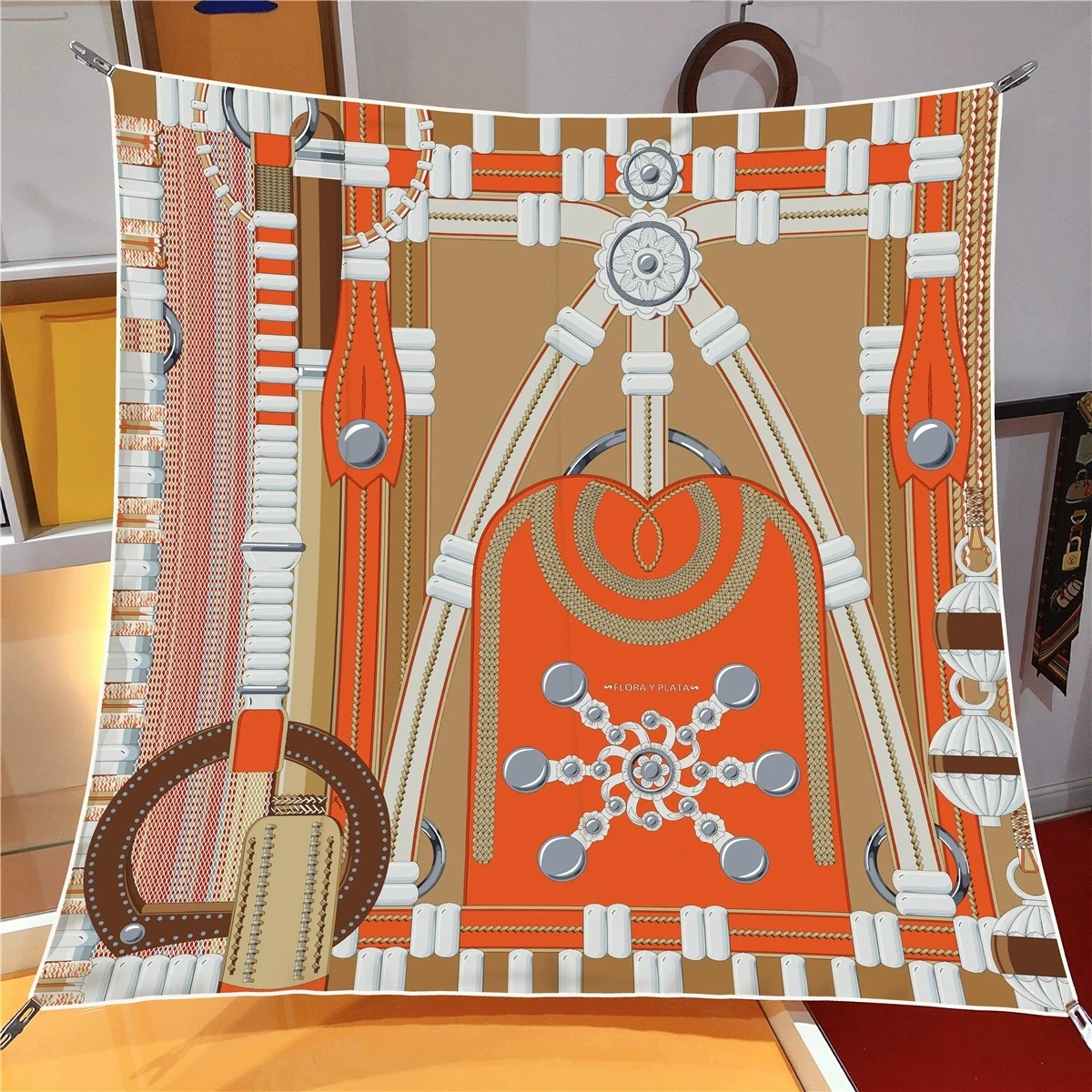 

2025 брендовая повязка на голову с принтом, шарф, женская мода, 90*90 см, саржевый шелковый хиджаб, шейный платок, декоративные квадратные шали, накидки