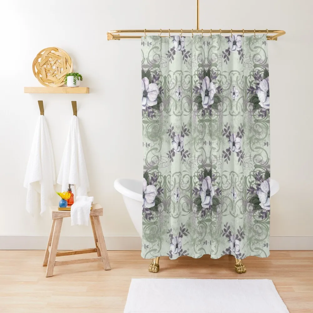 

Sage and Lavender Vintage Style Floral Pattern Shower Curtain Shower Bathroom Bathroom Accessorys Curtain