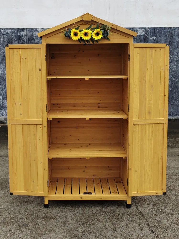 Waterproof Wooden Cabinet Sunscreen Outdoor Locker Yard Grocery Cabinet