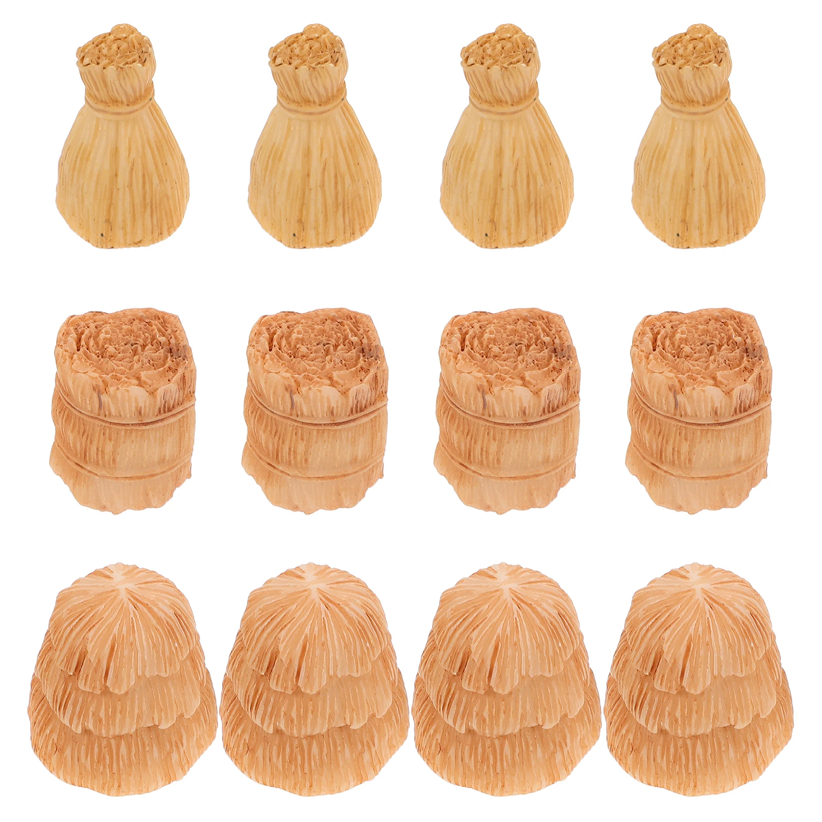 

12 Pcs Straw Ornaments Autumn Harvest Crafts Toy Artificial Hay Durable Mini Bales For Garden Home Office Landscape Decor