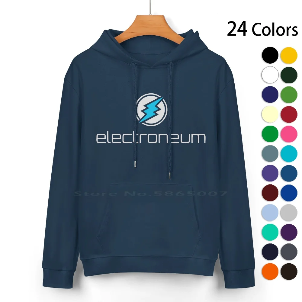 Electroneum Logo Pure Cotton Hoodie Sweater 24 Colors Crypto For The People Dash Zcoin Decentralised Bitconnect Iota