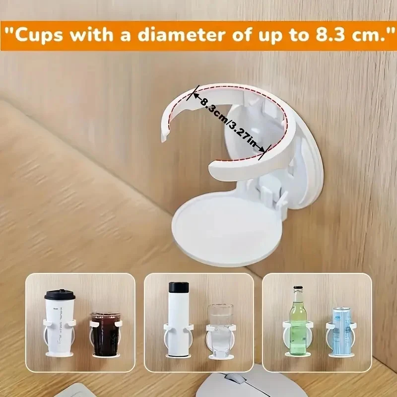 

Folding Cup Holder Office Desk Cabinet Door No Punching Coffee Storage Rack Home Dormitory Wall Mounted Cup Holder