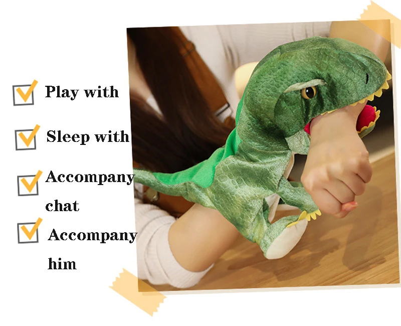 Niedliche Dinosaurier-Fingerpuppen für Kinder können ihre Münder bewegen und öffnen. Handpuppen, die Lernen, lustiges Begleitspielzeug, Geschenk – Detail 5