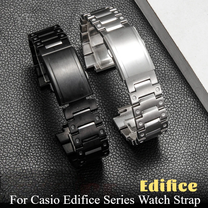 Premium Business Style Steel Watchband for Casio Edifice EFB680 Special Convex Interface 14x26mm Smooth Transparent Watch Strap