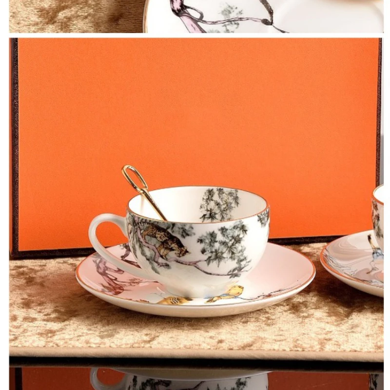 Bone China Jungle Birds Coffee Cup and Saucer Set Vintage English Afternoon Tea Set Gift and Souvenir Present