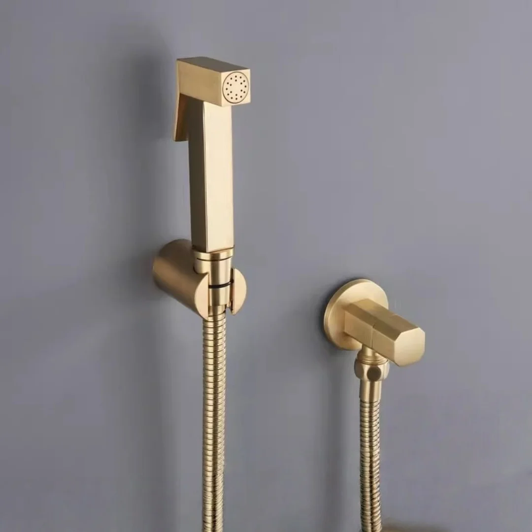 رمادي بيديه للحمام صنبور الماء البارد نحى الذهب المرحاض البخاخ عدة النحاس باليد المرحاض صنبور البخاخ دش رئيس أسود