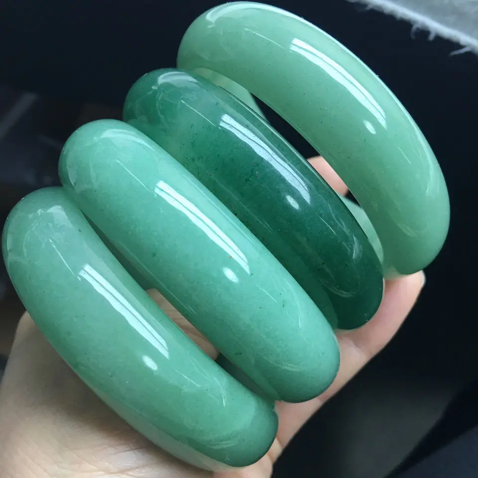 Aventurine Jade Natural Exquisite Bracelet Flat Bar Bean Green Ice Soak Lucky Gift Elegant Bangles Quality Jewelry Accessories