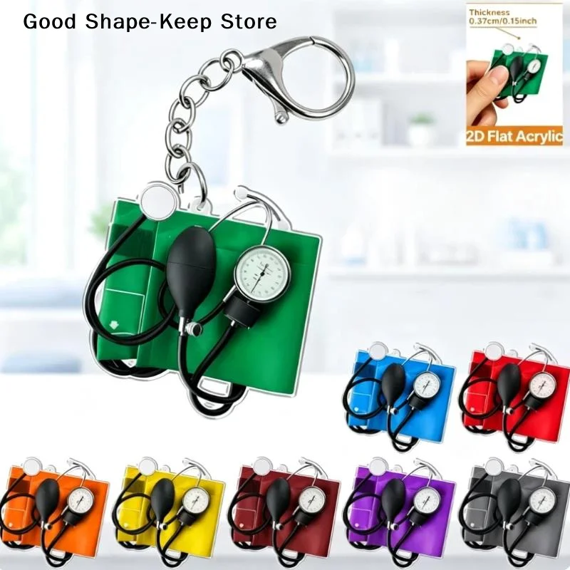 daily1/5Pcs Worker Keyring New Acrylic Nurse Uniform Keychain 2D Flat Tag Car Pendant With Stethoscope Gift For Nurses Doctors