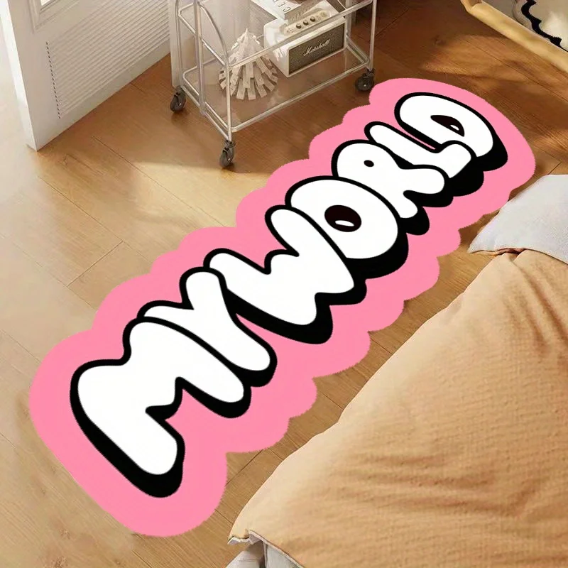 English Letters Thickened Imitation Cashmere Carpet Weight 1000G/Square Meter Thickness 0.39inch Carpets Bedroom Room