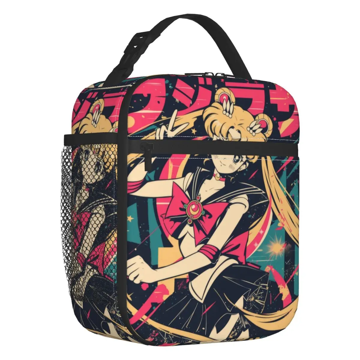 

Custom Sailors Moon Power Girl Insulated Lunch Tote Bag for Women Men Resuable Cooler Thermal Food Lunch Box Work School Travel