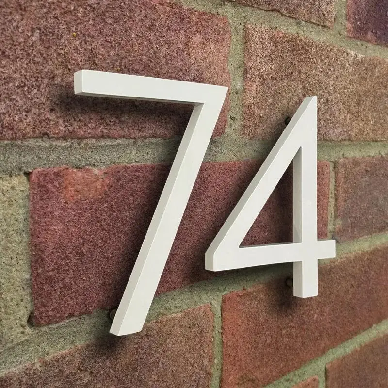 1pc 152mm Floating House Number Outdoor 6 inch White Aluminum Alloy Apartment Door Number Mailbox Address Sign #0-9 With Screws