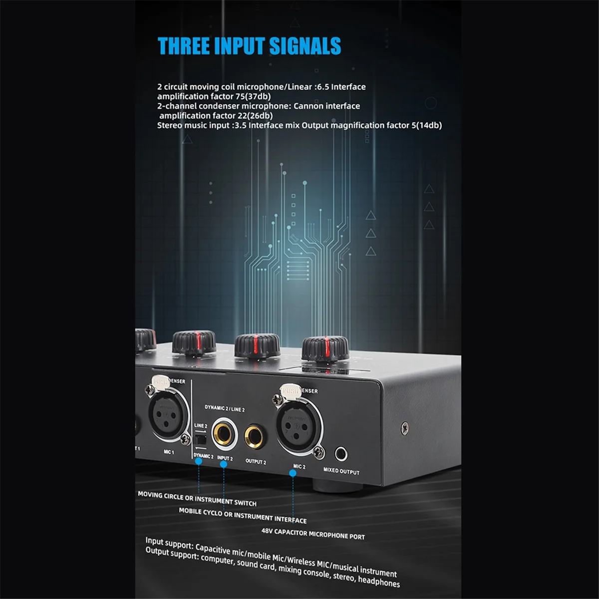POP-l48V Динамический микрофон Конденсаторный микрофонный усилитель Аудио 48 В Фантомная зарядка для живой звуковой карты Динамик