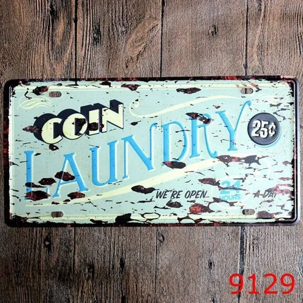 LAUNDRY Metal Tin Sign Decor Board Home Hotel Bar Wall Tin Poster License Plate 6X12 Inches