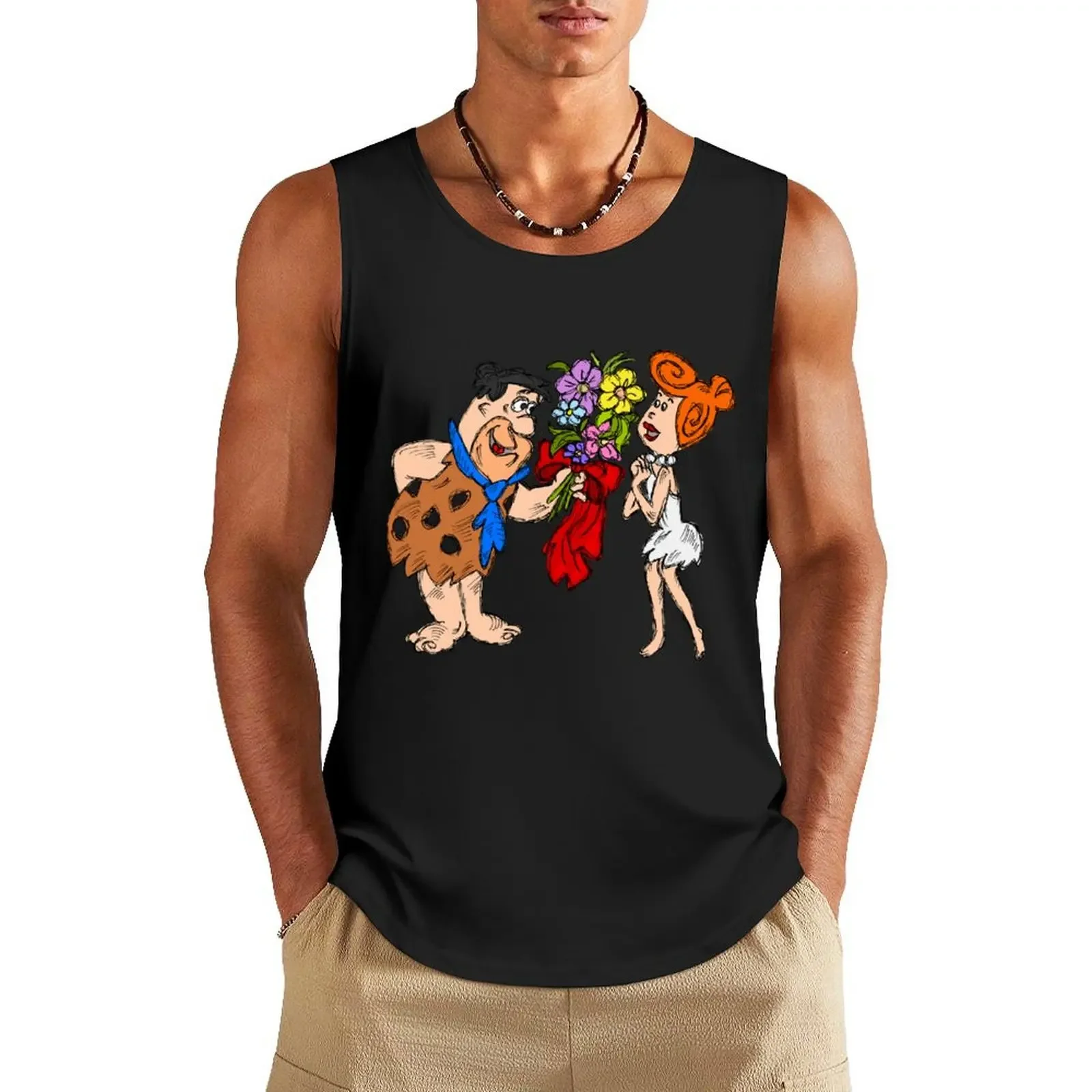 Fred and Wilma Flinstone Tank Top Men's cotton t-shirt t-shirts man Clothing Men's gym clothing