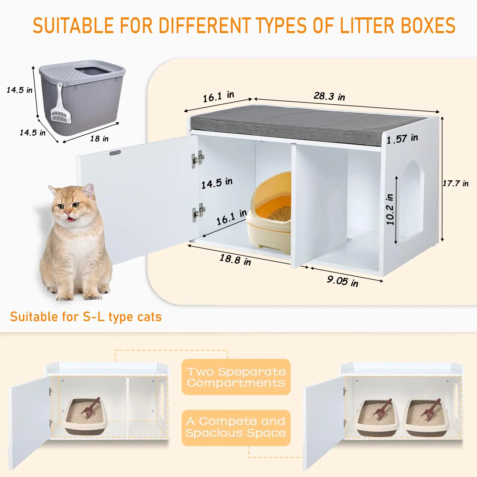 XIANGLONG Modern Wood Pet Crate Cat Washroom Hidden Box Enclosure Furniture House As Table Nightstand With Scratch Pad