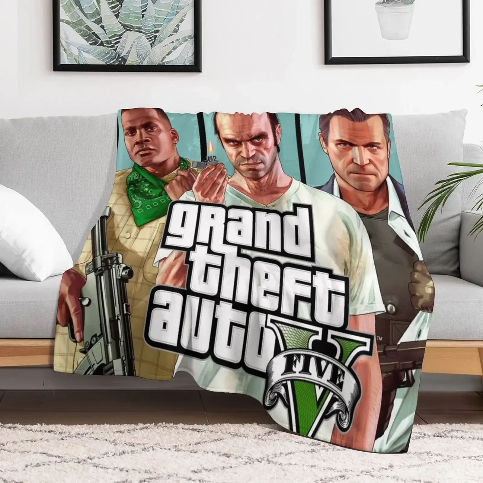 

Onegran GTA theft auto 2021 Throw Blanket christmas gifts Furrys Hairy Blankets Decorative Throw bed plaid Blankets
